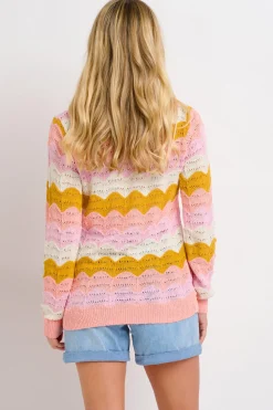 Brakeburn Pointelle Wave Crew Neck Multicoloured Flash Sale