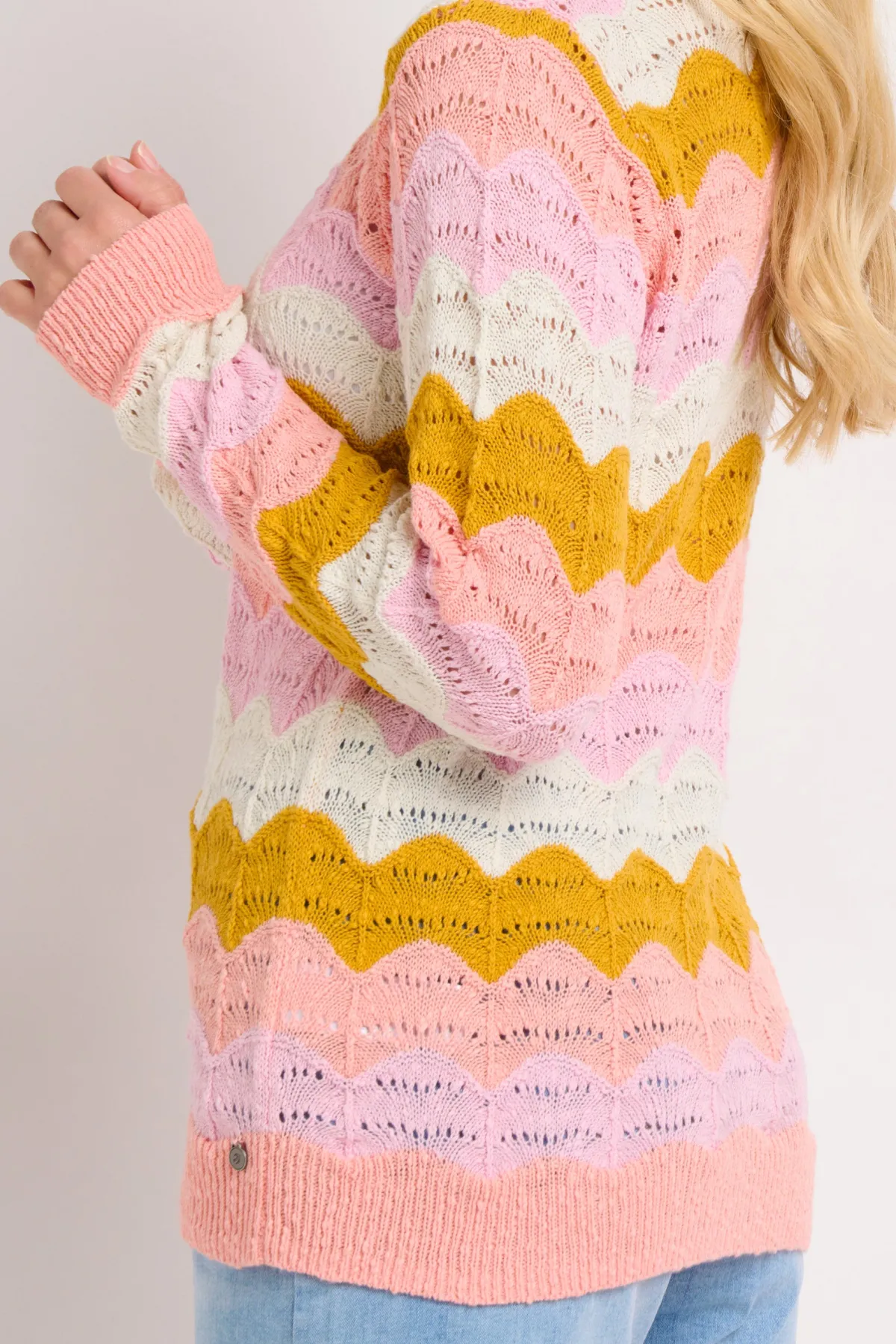 Brakeburn Pointelle Wave Crew Neck Multicoloured Flash Sale