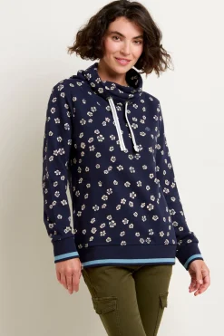 Brakeburn Polka Flora Cowl Neck Sweatshirt Navy Sale