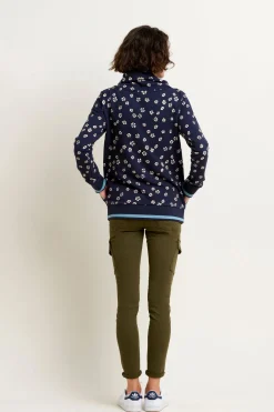 Brakeburn Polka Flora Cowl Neck Sweatshirt Navy Sale