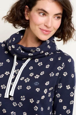 Brakeburn Polka Flora Cowl Neck Sweatshirt Navy Sale