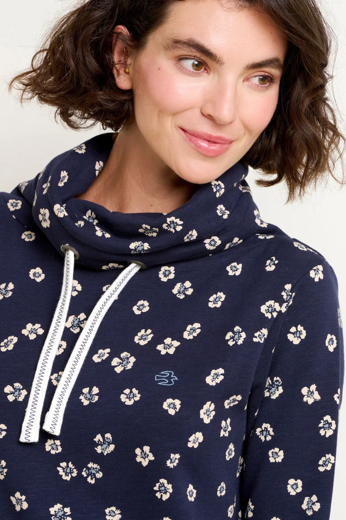 Brakeburn Polka Flora Cowl Neck Sweatshirt Navy Sale