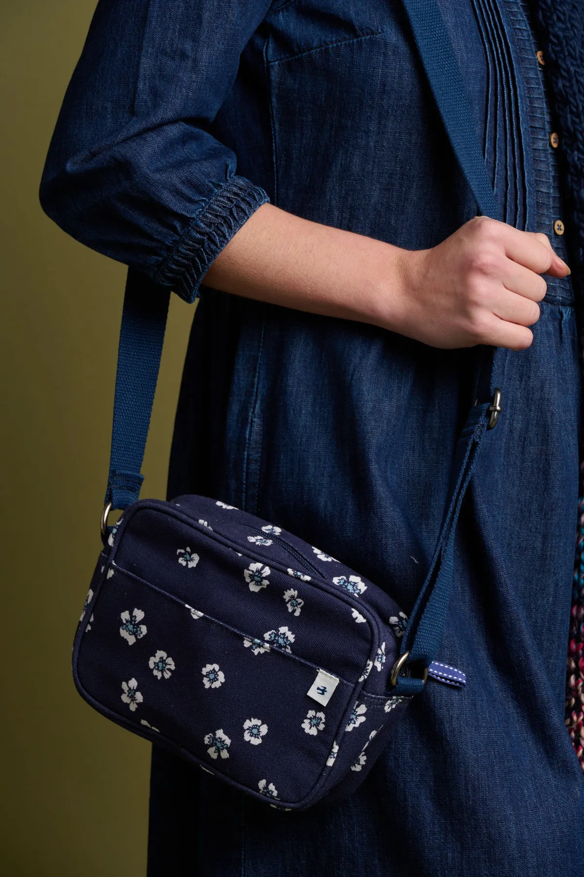 Brakeburn Polka Flora Medium Camera Cross Body Bag Navy Hot