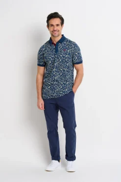 Brakeburn Printed Polo Shirt Navy Store