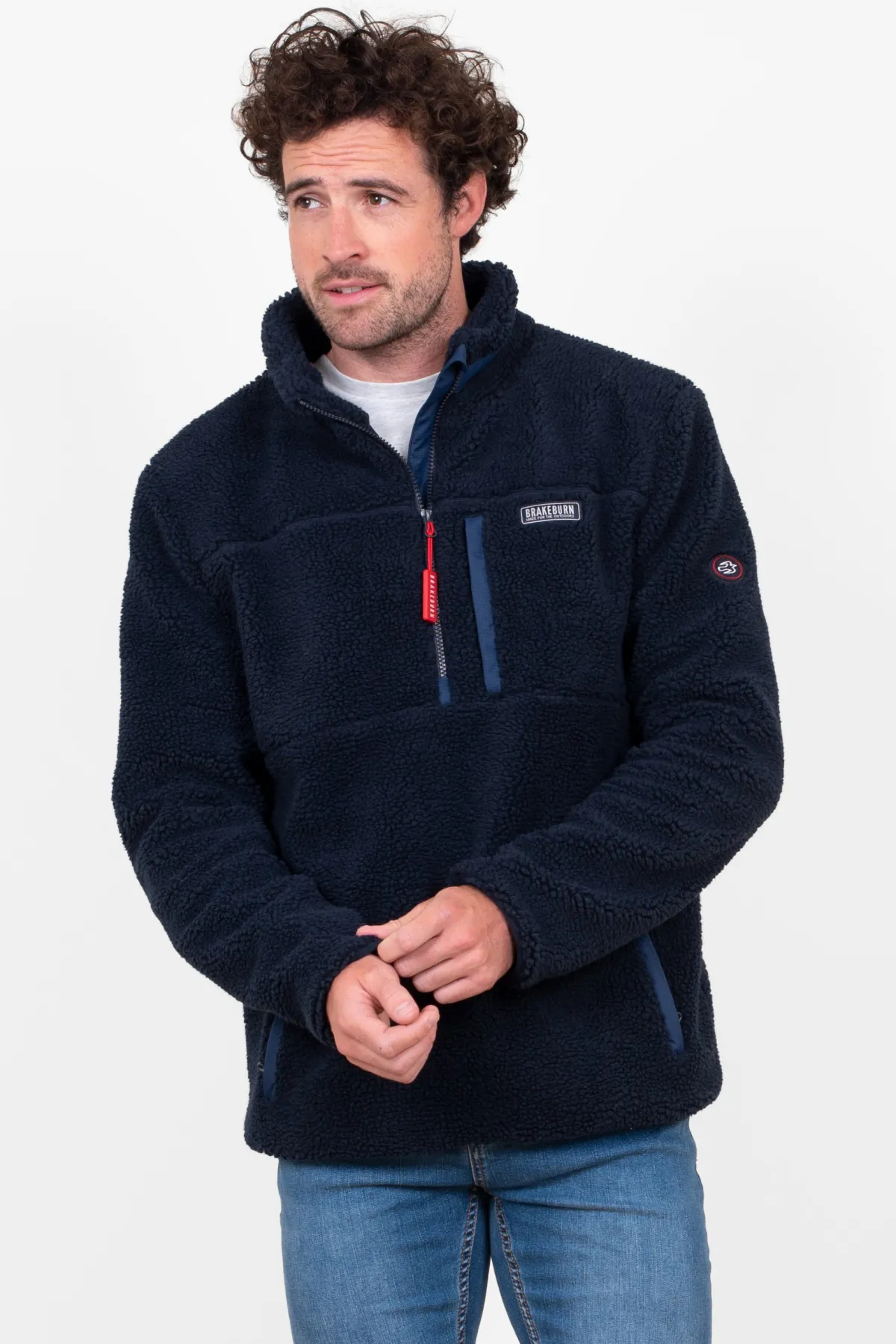 Brakeburn Pull Over 1/4 Zip Fleece Navy Clearance