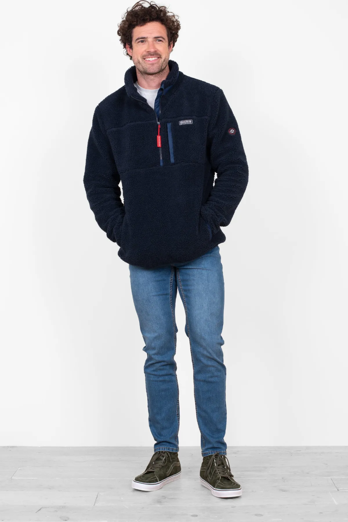 Brakeburn Pull Over 1/4 Zip Fleece Navy Clearance