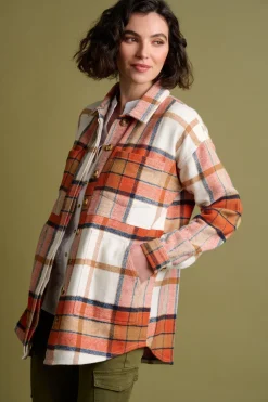 Brakeburn Pumpkin Flannel Shacket Orange Hot