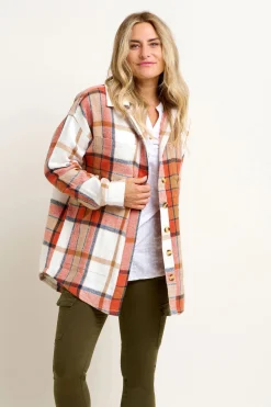 Brakeburn Pumpkin Flannel Shacket Orange Hot
