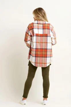 Brakeburn Pumpkin Flannel Shacket Orange Hot