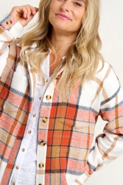 Brakeburn Pumpkin Flannel Shacket Orange Hot