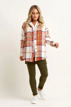 Brakeburn Pumpkin Flannel Shacket Orange Hot