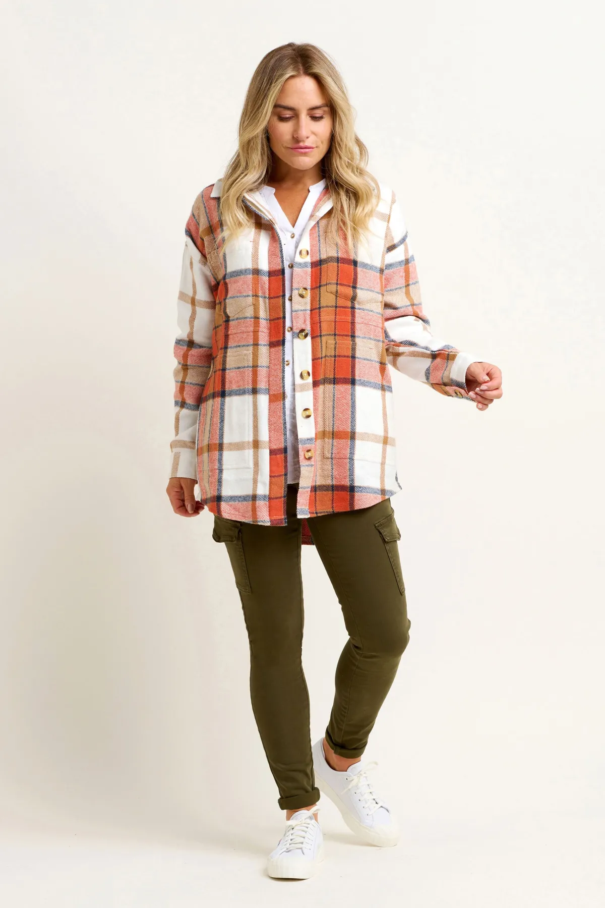 Brakeburn Pumpkin Flannel Shacket Orange Hot