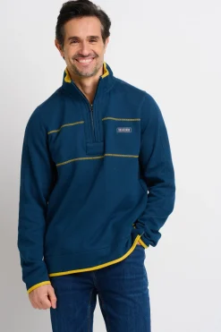 Brakeburn Quarter Zip Sweat Navy Fashion