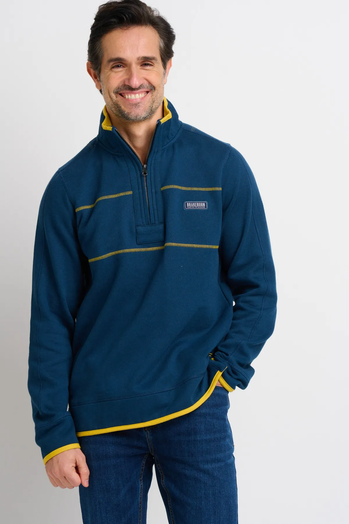 Brakeburn Quarter Zip Sweat Navy Fashion