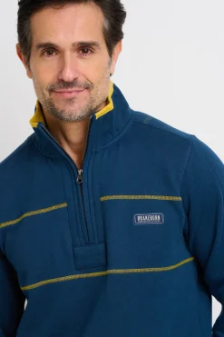 Brakeburn Quarter Zip Sweat Navy Fashion
