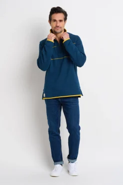 Brakeburn Quarter Zip Sweat Navy Fashion