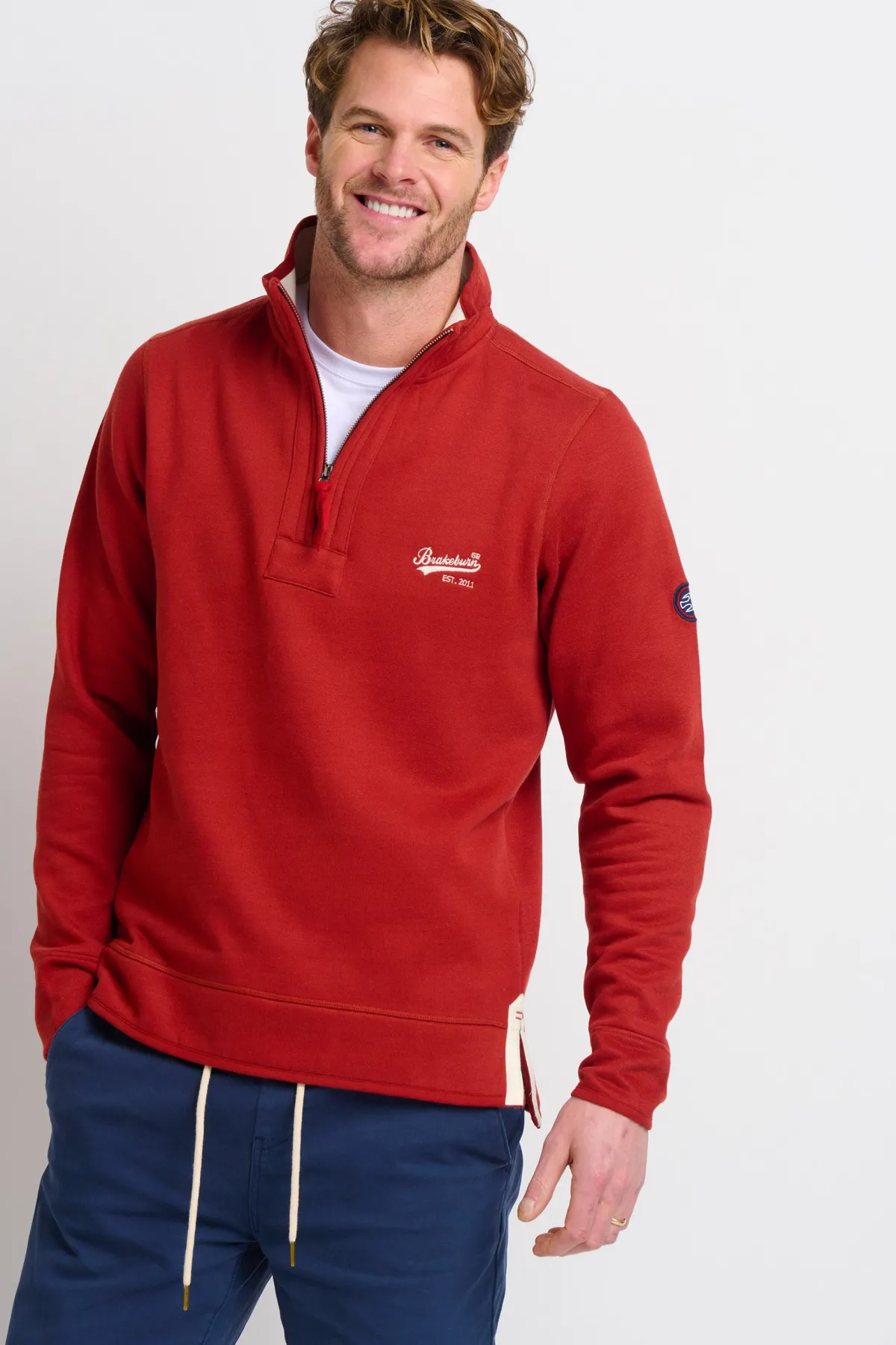 Brakeburn Quarter Zip Sweat Burgundy Cheap