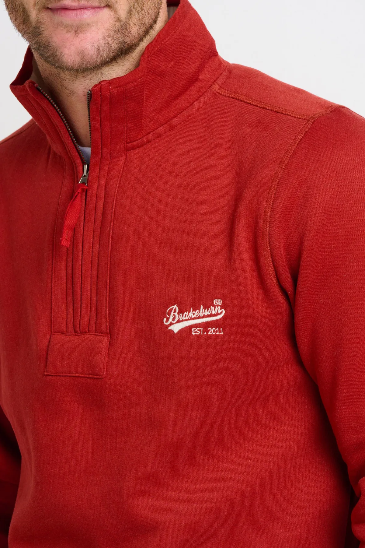 Brakeburn Quarter Zip Sweat Burgundy Cheap