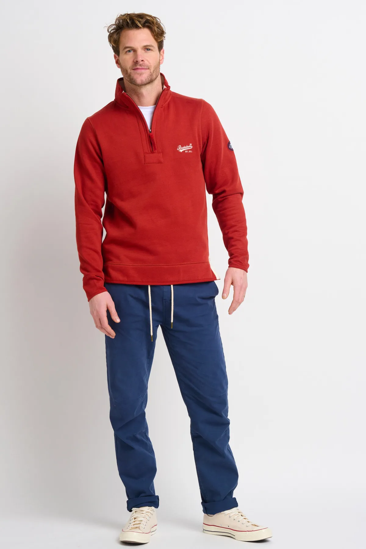 Brakeburn Quarter Zip Sweat Burgundy Cheap