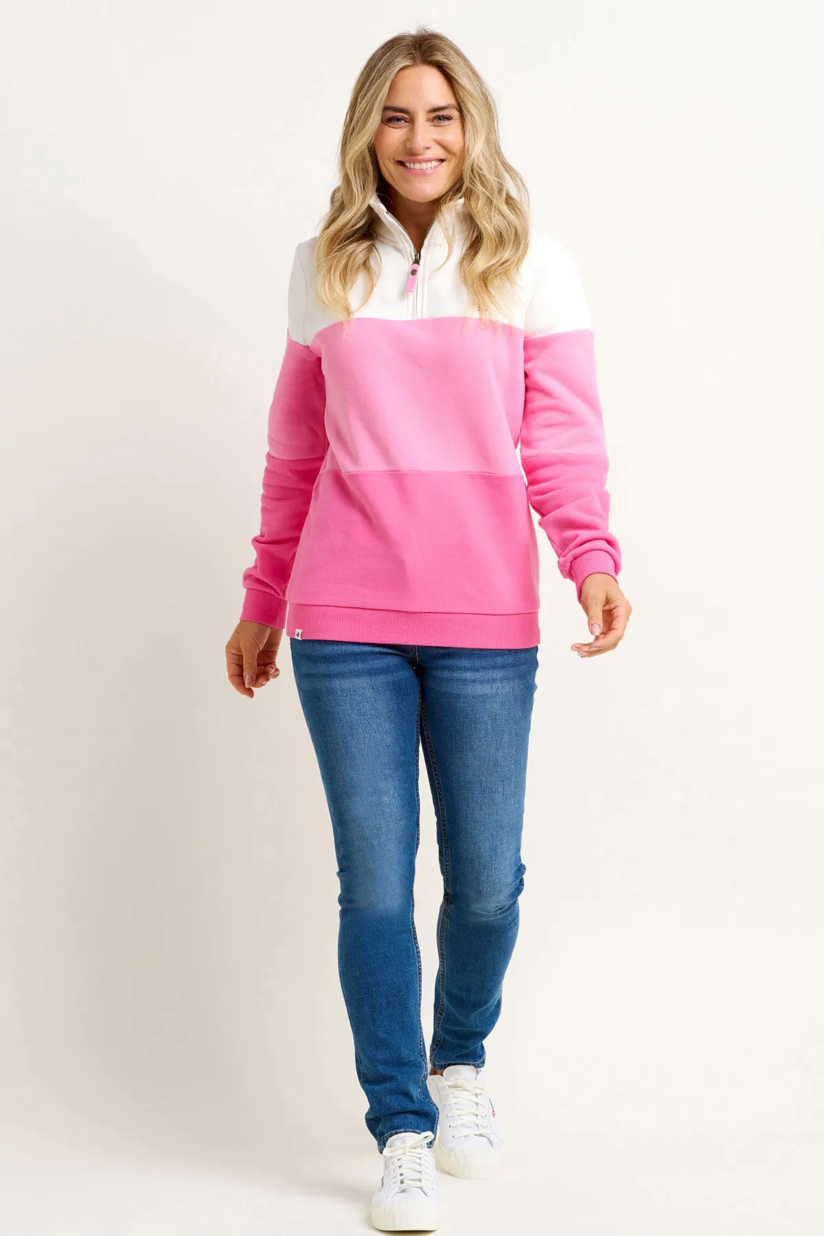 Brakeburn Quarter Zip Sweatshirt Pink New