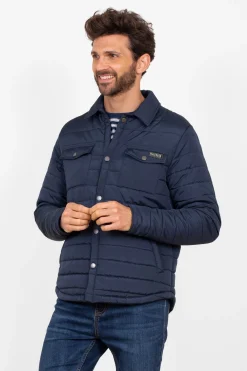 Brakeburn Quilted Shacket Navy Clearance