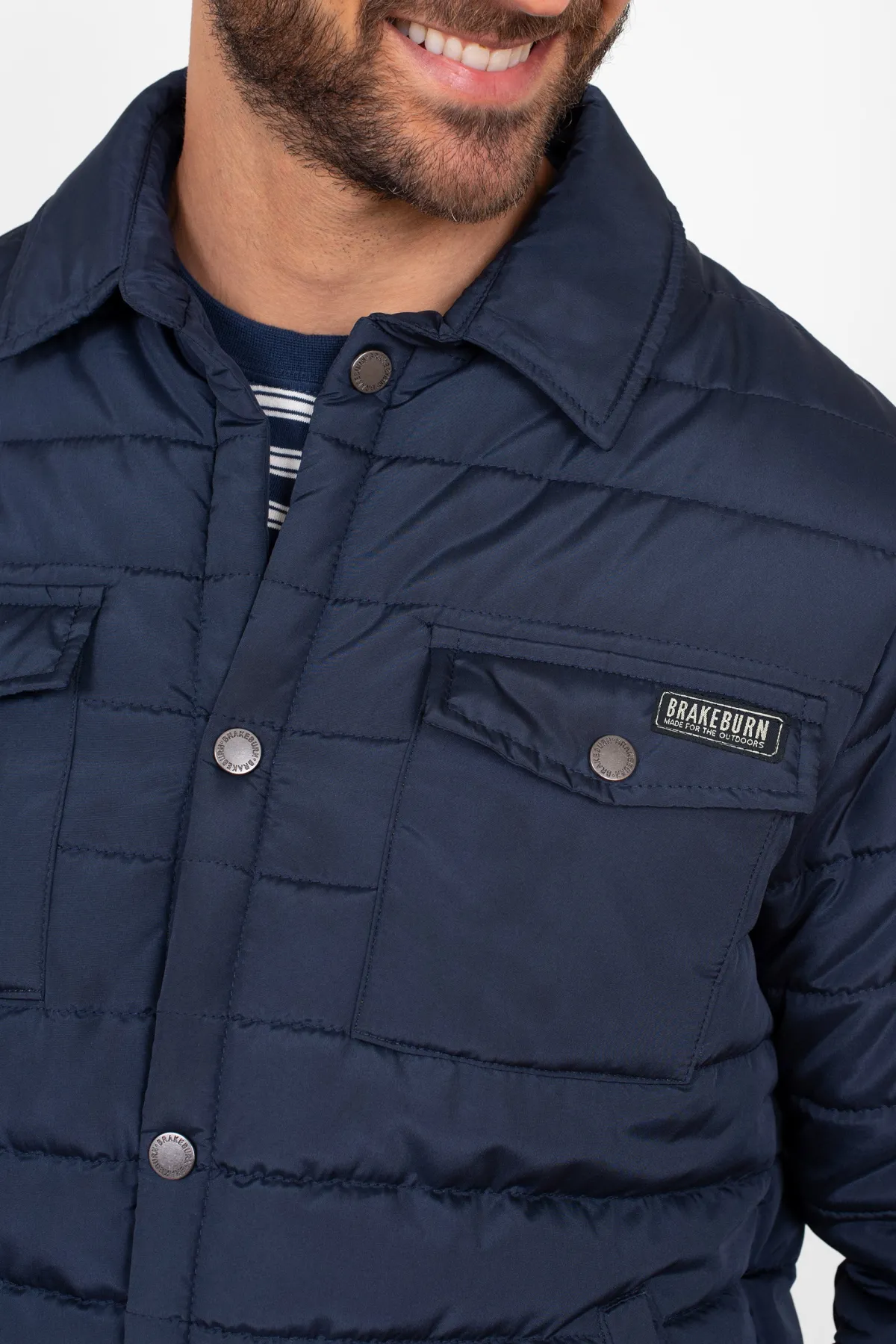 Brakeburn Quilted Shacket Navy Clearance