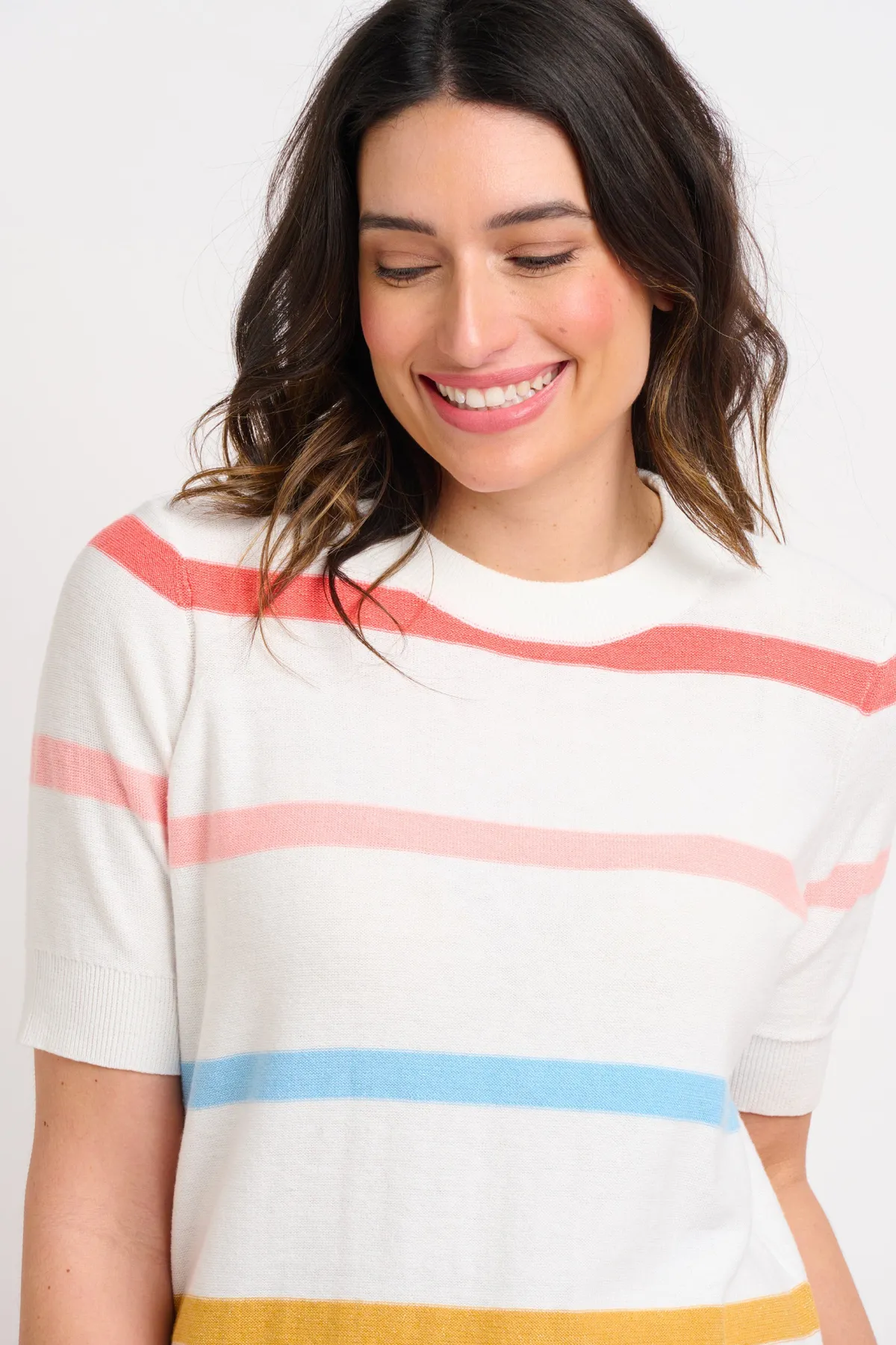 Brakeburn Rainbow Knitted Tee Blue Outlet