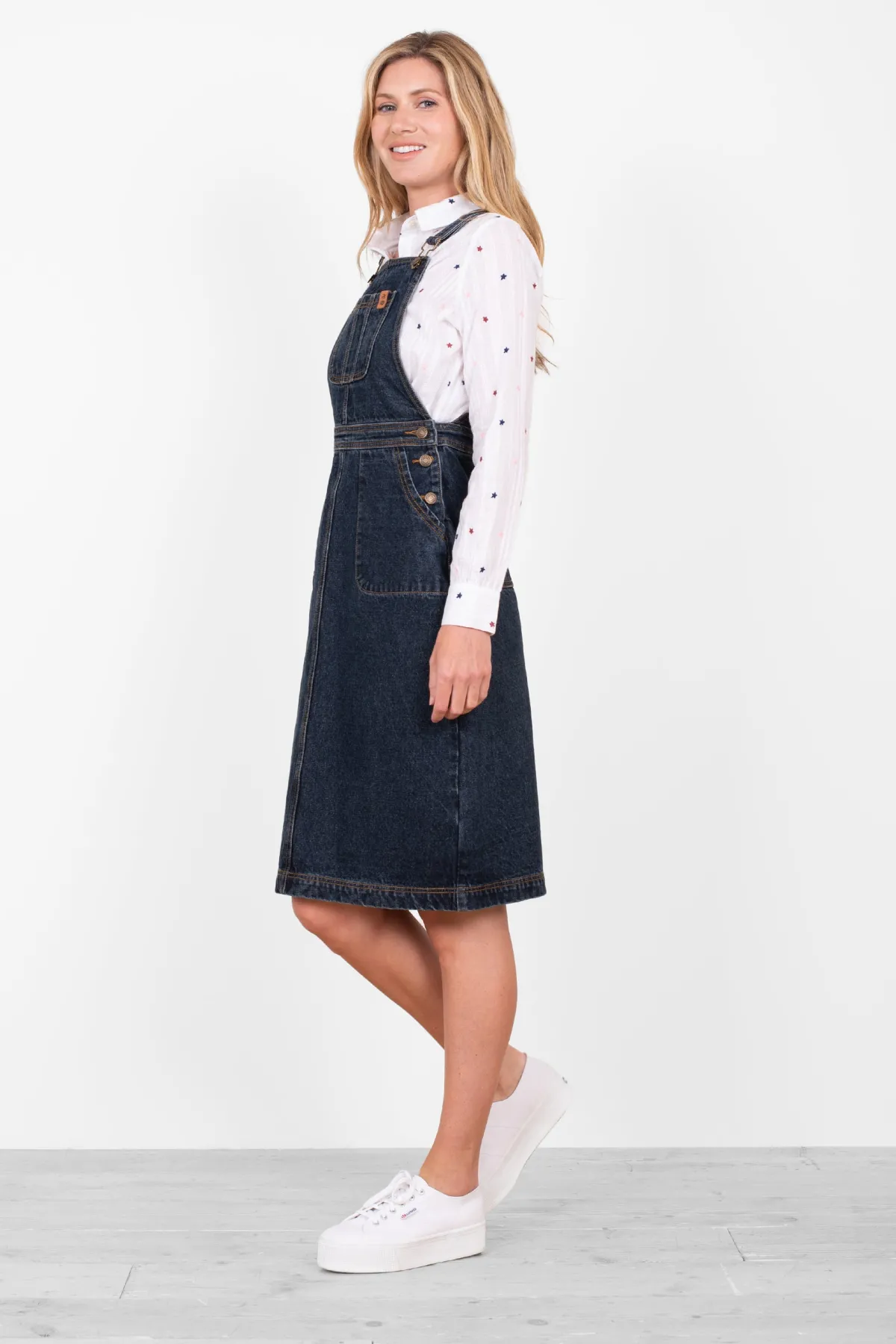 Brakeburn Rayna Pinny Dress Navy Discount