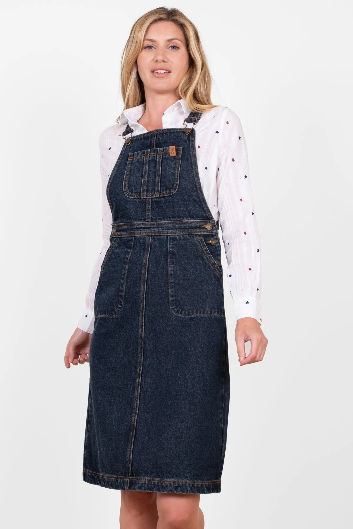 Brakeburn Rayna Pinny Dress Navy Discount