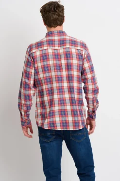 Brakeburn Red Long Sleeve Checked Shirt Cream Clearance