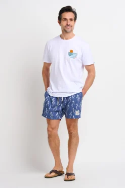 Brakeburn Sea Of Sharks Swim Shorts Blue Cheap