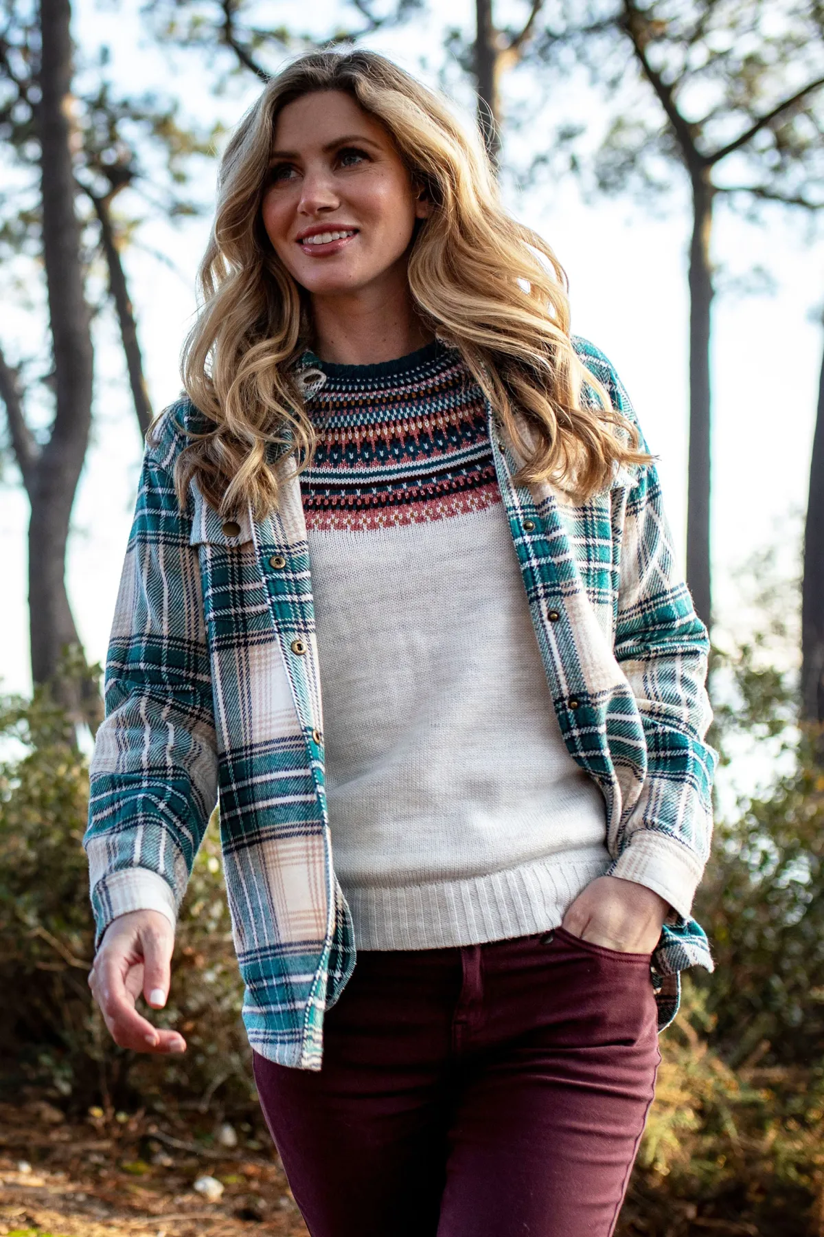 Brakeburn Shamrock Flannel Shacket Cream Shop