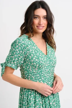 Brakeburn Spring Garden Pintuck Maxi Dress Green Store