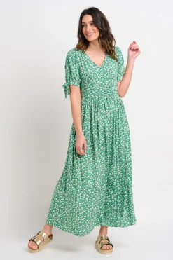 Brakeburn Spring Garden Pintuck Maxi Dress Green Store