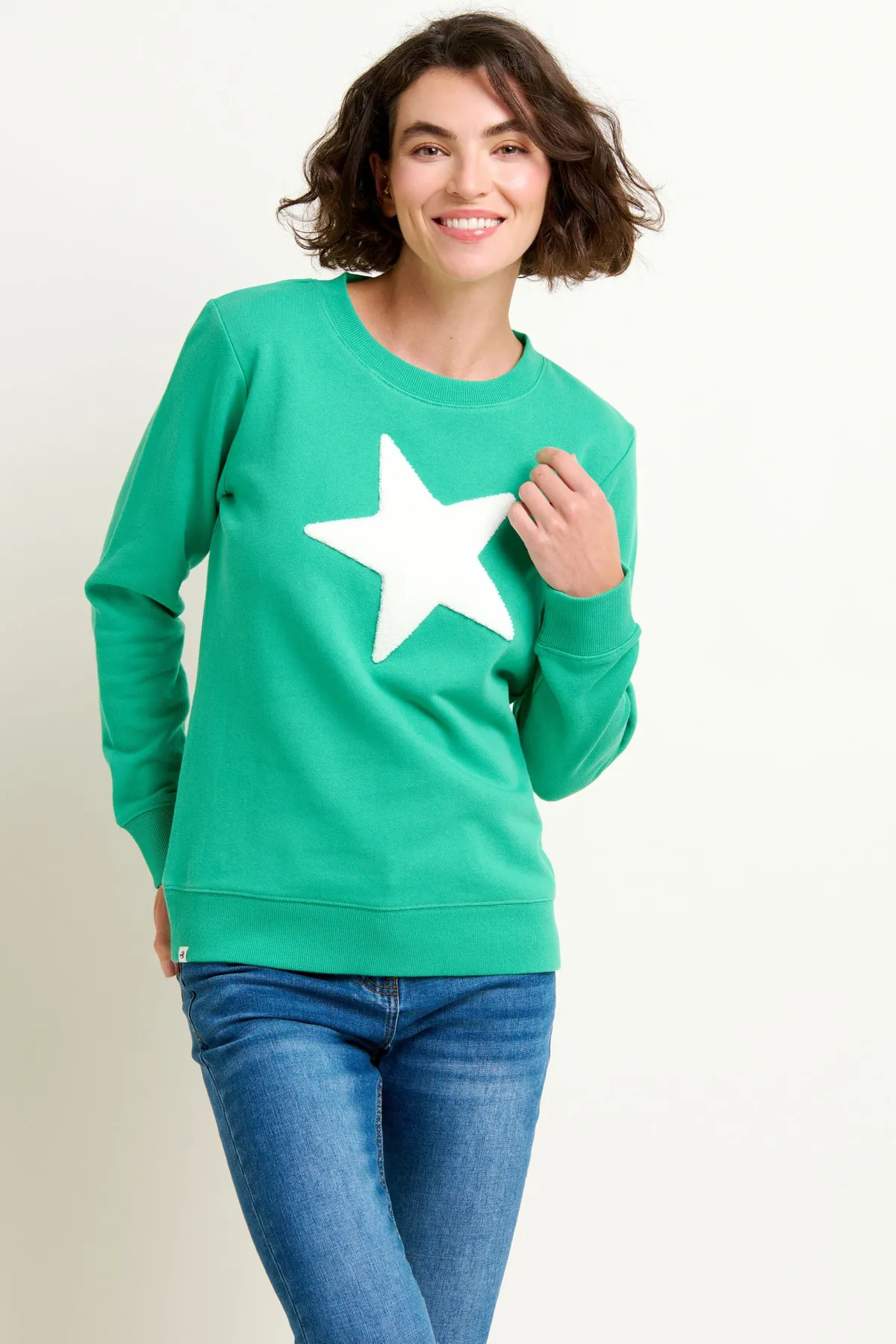 Brakeburn Star Crew Neck Sweatshirt Green Clearance