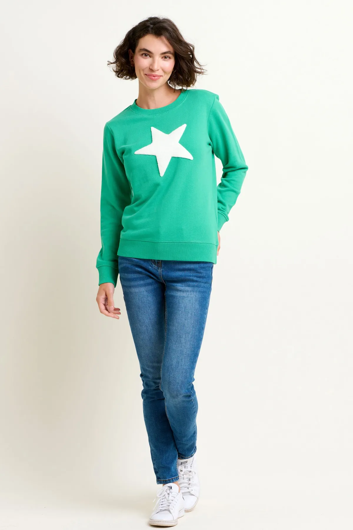 Brakeburn Star Crew Neck Sweatshirt Green Clearance