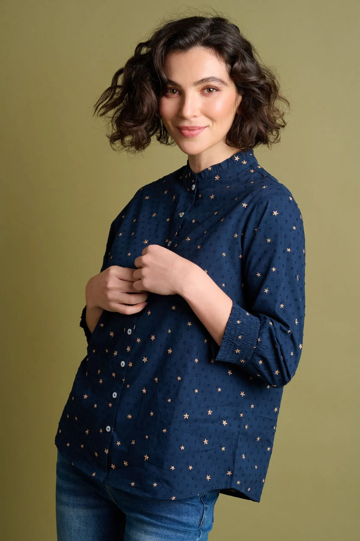 Brakeburn Stars Embroidered Blouse Navy Best Sale