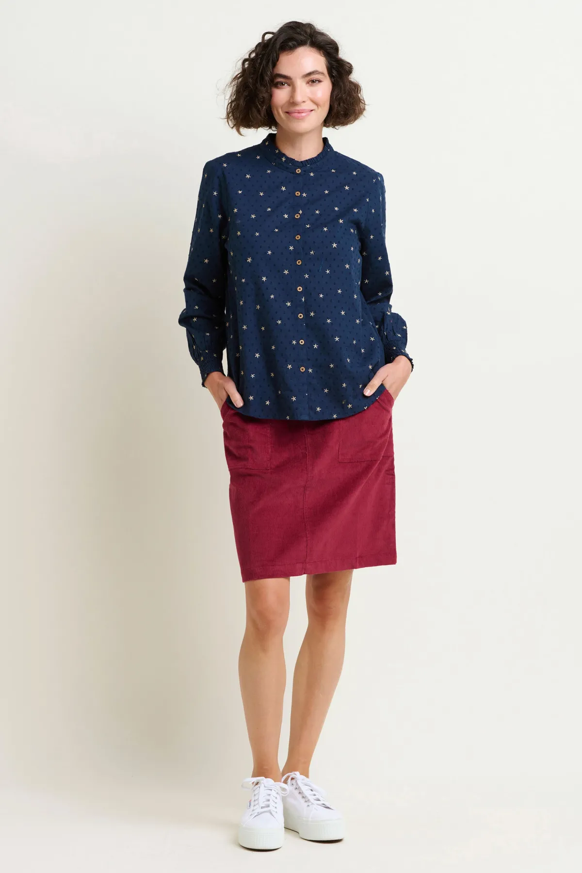 Brakeburn Stars Embroidered Blouse Navy Best Sale