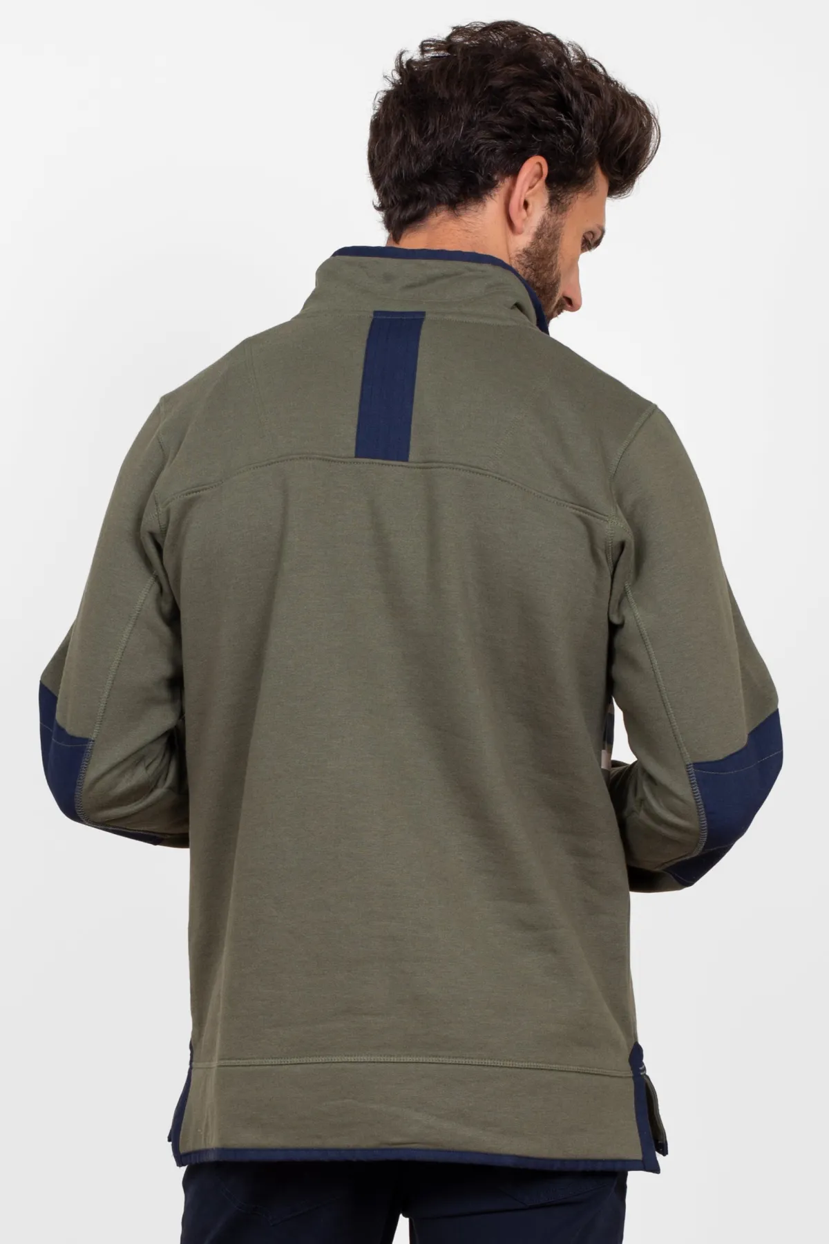 Brakeburn Stripe 1/4 Zip Sweat Khaki Fashion