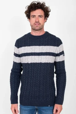 Brakeburn Stripe Crew Neck Grey Clearance