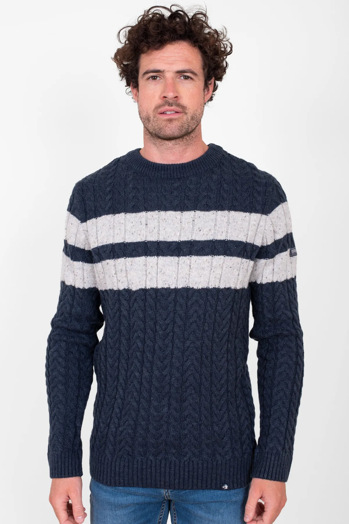 Brakeburn Stripe Crew Neck Grey Clearance