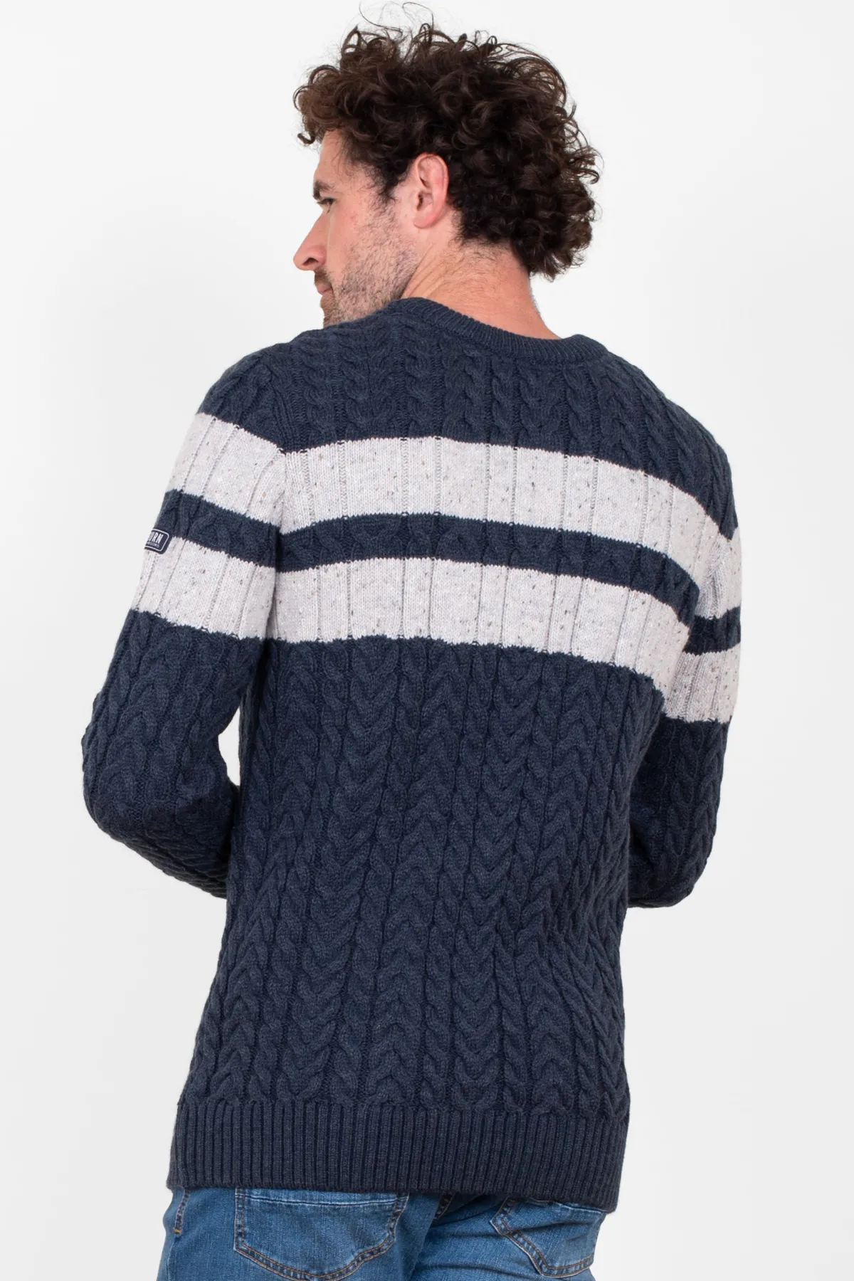 Brakeburn Stripe Crew Neck Grey Clearance