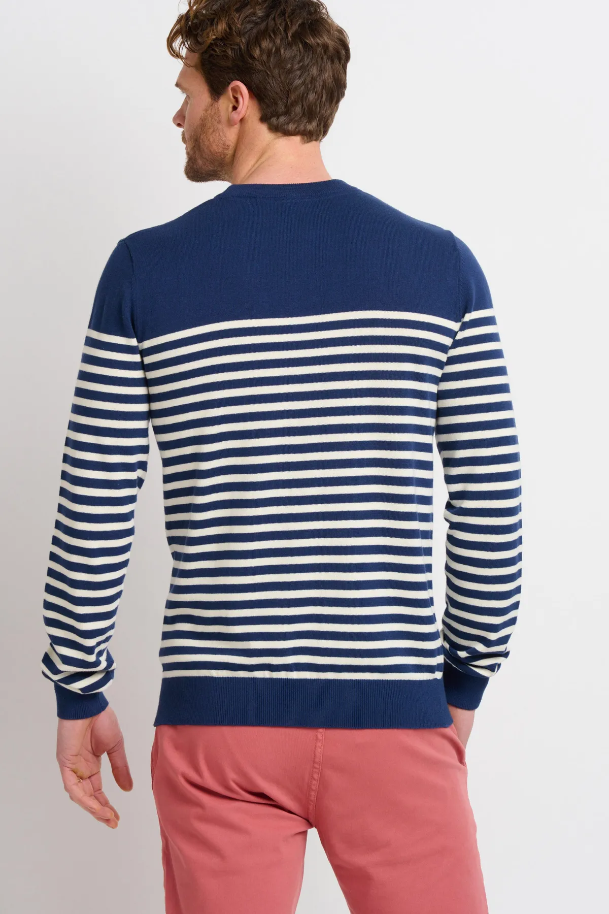 Brakeburn Stripe Crew Neck Jumper Navy Outlet