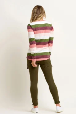 Brakeburn Stripe Long Sleeve Tee Burgundy Flash Sale