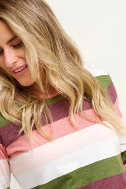 Brakeburn Stripe Long Sleeve Tee Burgundy Flash Sale