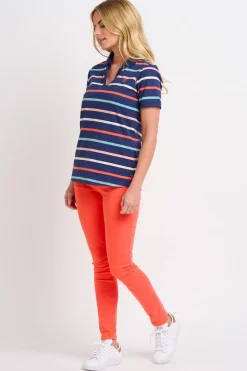 Brakeburn Stripe Polo Shirt Blue New