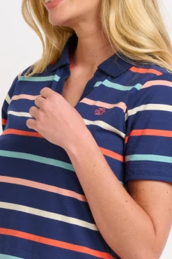 Brakeburn Stripe Polo Shirt Blue New