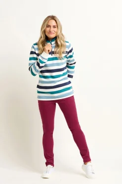 Brakeburn Stripe Quarter Zip Sweatshirt Blue Flash Sale