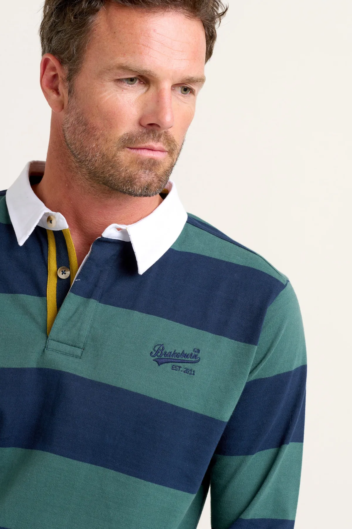 Brakeburn Stripe Rugby Shirt Navy Sale