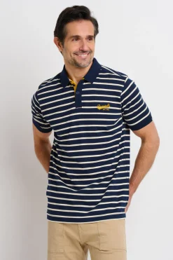 Brakeburn Striped Polo Shirt Navy Cheap